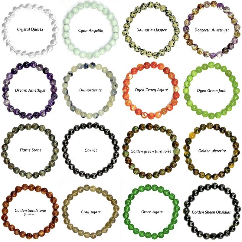 50 Bestsellers Stone Bracelets 8mm Unisex Bracelets Multi Colors Stretched Bracelets Cute and Versatile