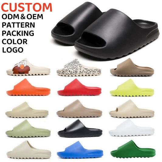 Wholesale Custom Logo EVA Open Toe Slippers Soft Lightweight Casual Sandals for Men Women Summer Thick Bottom Anti-Slip Slides
