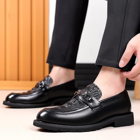 Autumn Trendy Business Casual Leather Dress Shoes for Men Comfort Style Breathable Soft Anti-Slip EVA Insole Weddings Formal