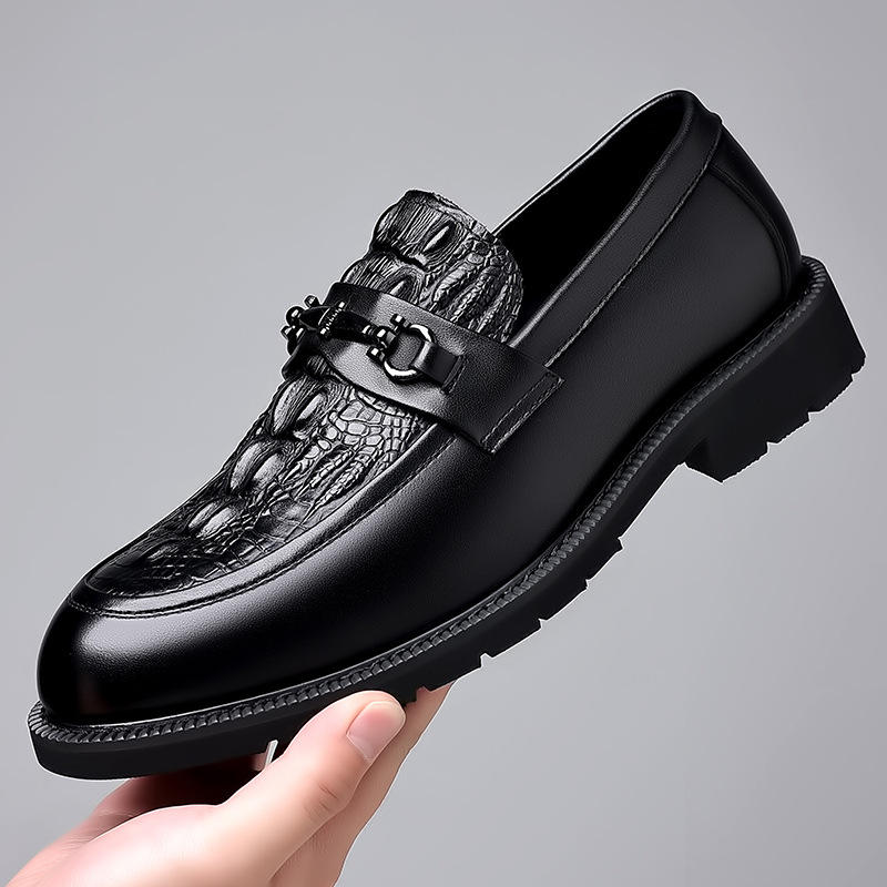 Autumn Trendy Business Casual Leather Dress Shoes for Men Comfort Style Breathable Soft Anti-Slip EVA Insole Weddings Formal