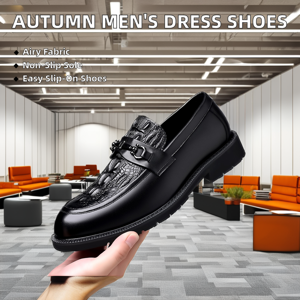 Autumn Trendy Business Casual Leather Dress Shoes for Men Comfort Style Breathable Soft Anti-Slip EVA Insole Weddings Formal
