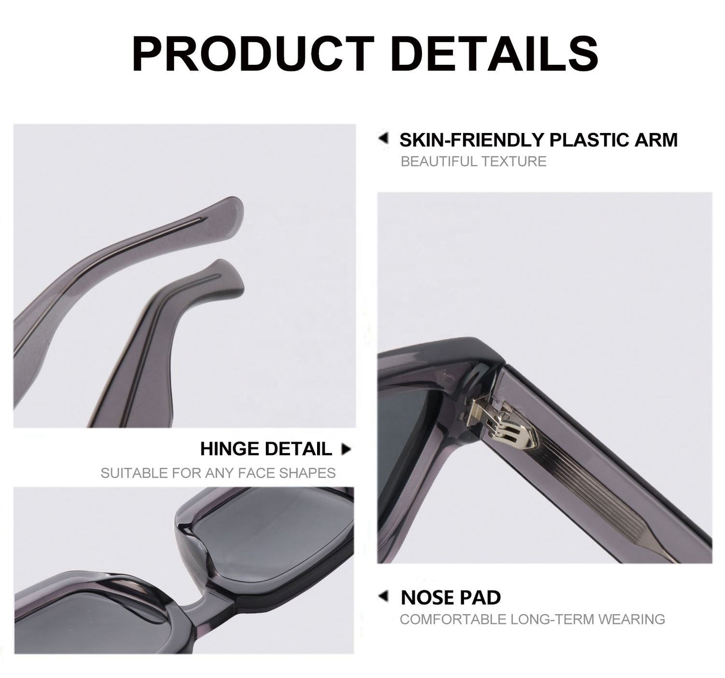 Sunglasses 2024 Customized 3D Metal Logo High End Luxury Square Fashionable Thick Acetate Sunglasses Polarized for Mens Women