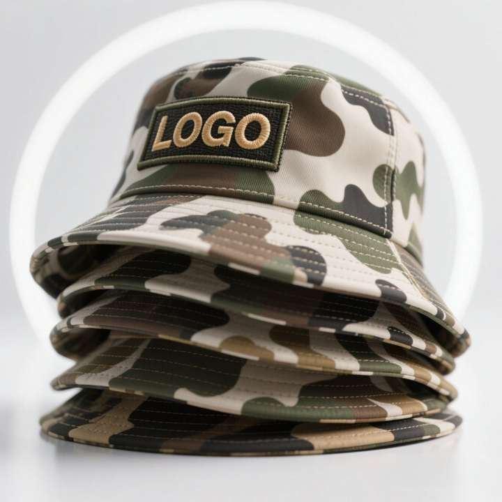 Custom Camo Bucket Hat High Quality Wholesale Man Camo Fishing Hat Bucket Hats with Embroidery logo