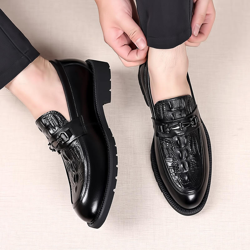 Autumn Trendy Business Casual Leather Dress Shoes for Men Comfort Style Breathable Soft Anti-Slip EVA Insole Weddings Formal