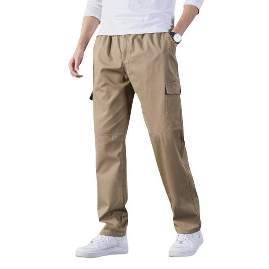 Autumn Winter Casual Outdoor Work Trousers for Men Large Size Medium-Thickness Loose Washed Windbreaker Sports Pants
